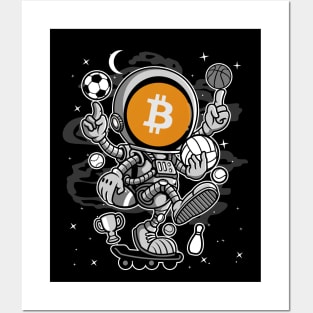 Astronaut Skate Bitcoin BTC Coin To The Moon Crypto Token Cryptocurrency Blockchain Wallet Birthday Gift For Men Women Kids Posters and Art